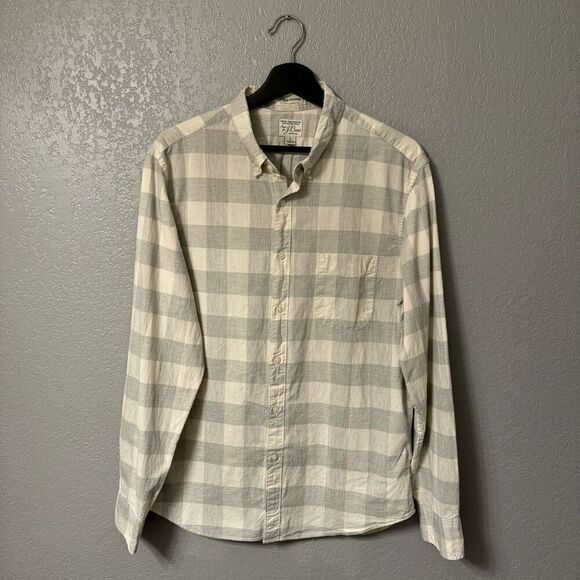 J. Crew Stretch Secret Wash Plaid Cotton Poplin Shirt Slim Untucked - Picture 1 of 5